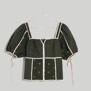 Madewell Patchwork Puff-Sleeve Top